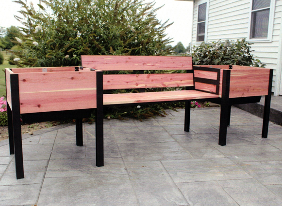 Harmony Acres Raised Cedar Garden Bed with 4' Bench