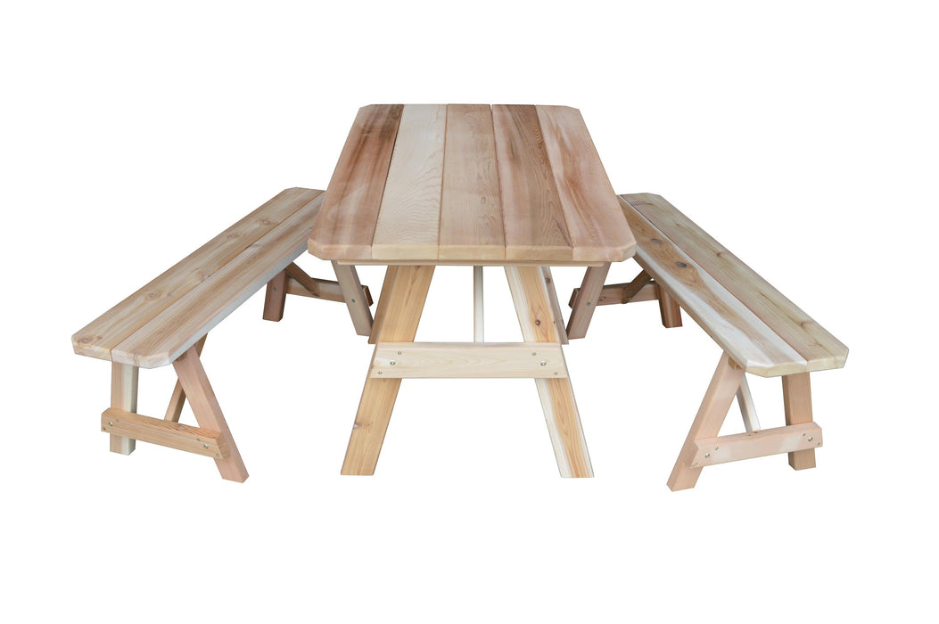 A&L Furniture Co. Amish-Made Cedar Traditional Picnic Tables with Benches