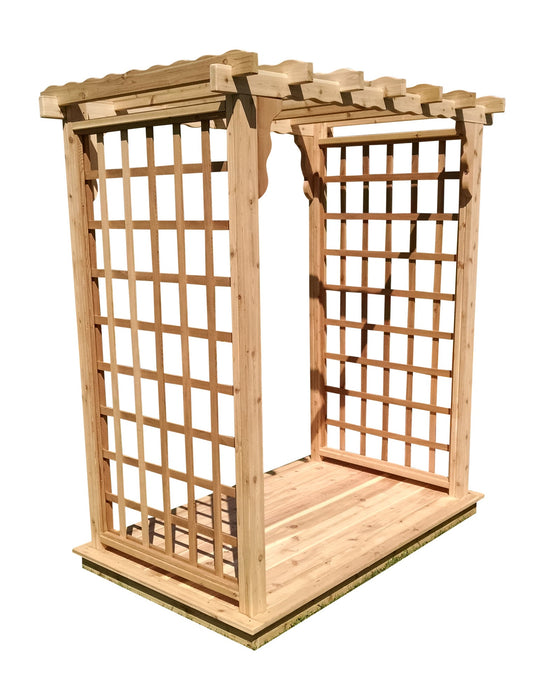 Amish-Made 6' Cedar Arbor with Deck - Available in 4 Styles, 9 Colors