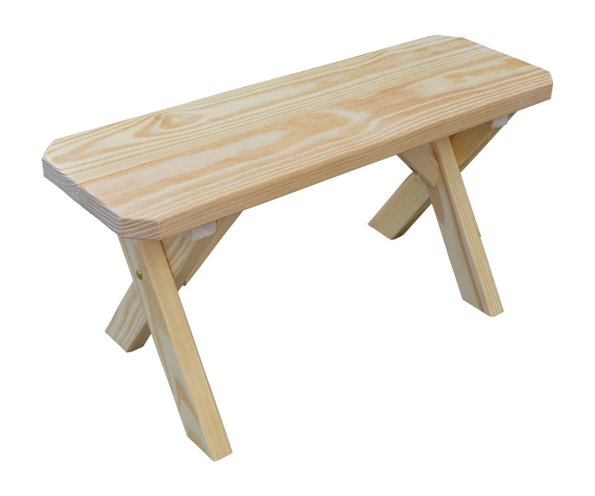 A&L Furniture Co. Amish-Made Stained Pine Cross-Leg Benches