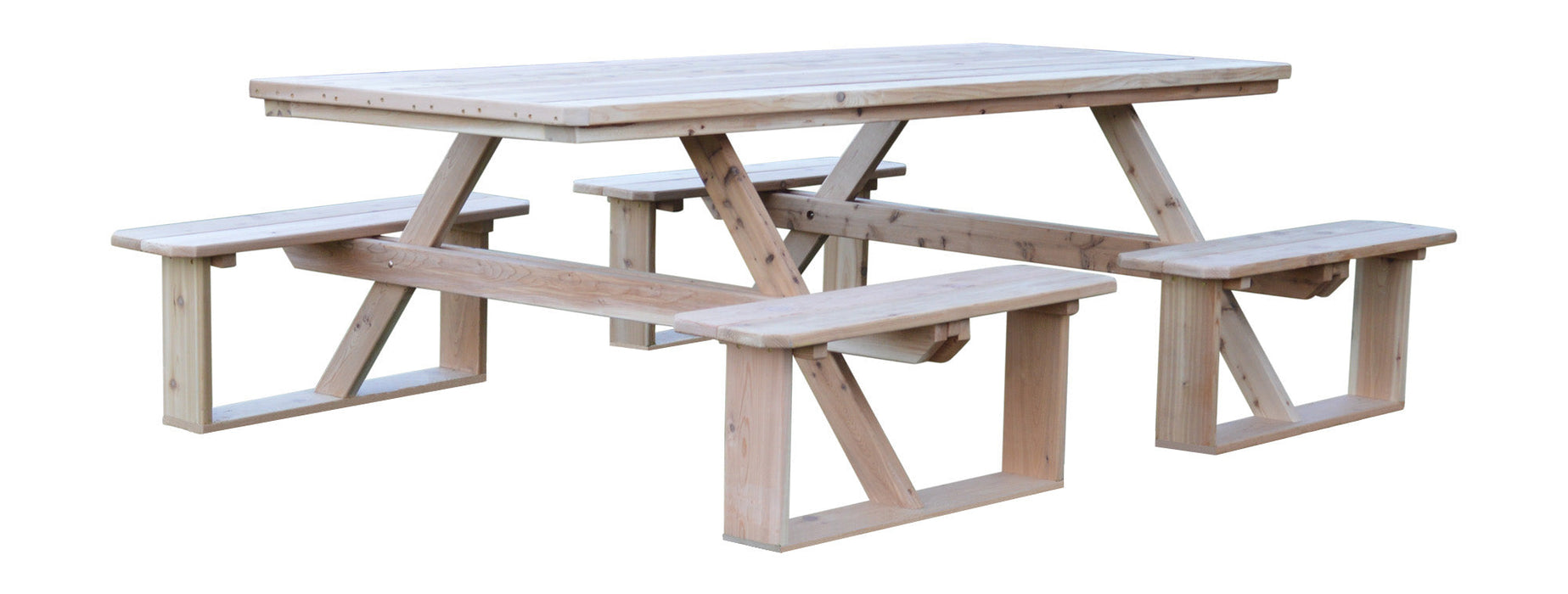 A&L Furniture Co. 8' Amish-Made Rectangular Cedar Walk-In Picnic Tables