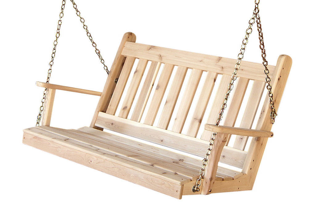 A&L Furniture Co. Amish-Made Cedar Traditional English Porch Swings