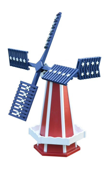 Amish-Made Patriotic Style Wooden Windmills
