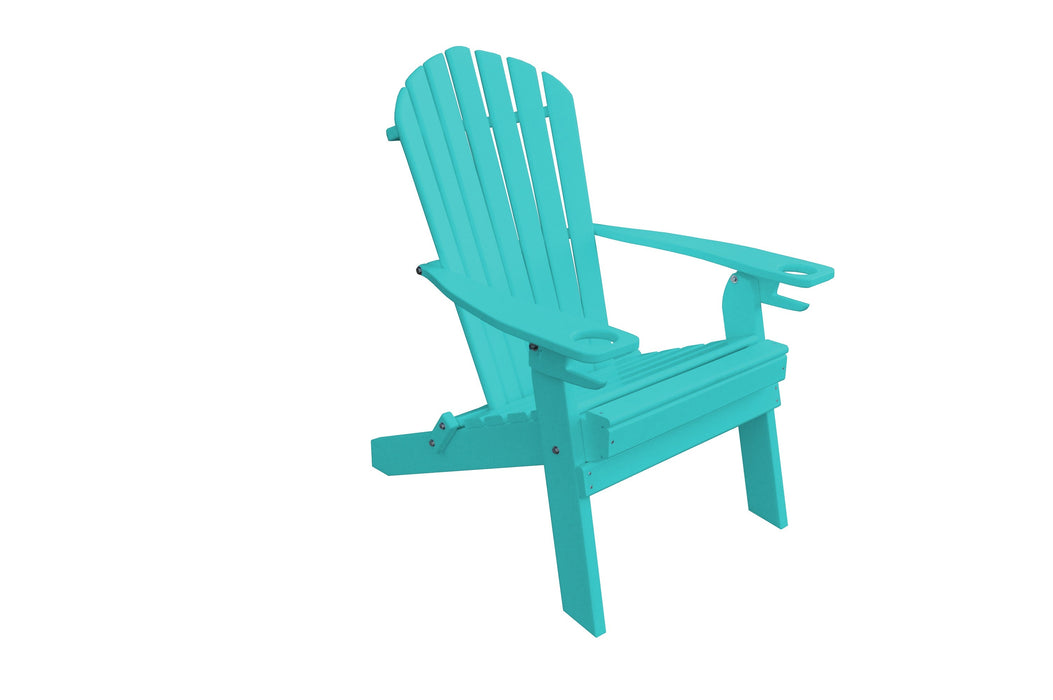 A&L Furniture Folding/Reclining Poly Adirondack Chairs with Integrated Cupholders