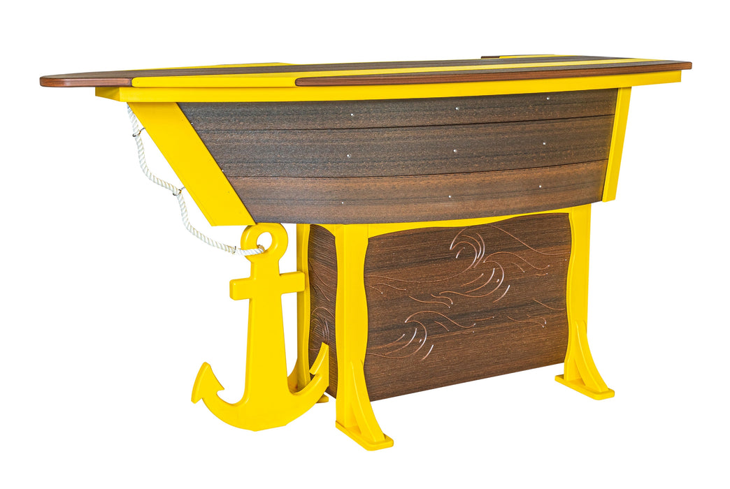 Amish-Made Anchor Avenue Collection 76" Boat-Shaped Poly Bar Table with Shelves