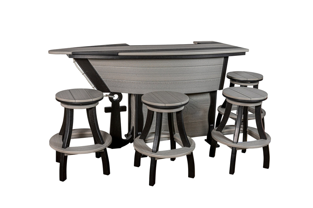 Amish-Made Anchor Avenue Collection 6' Boat-Shaped Poly Bar Table Set with Bar Stools