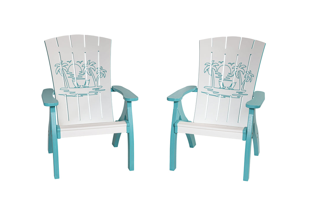 Amish-Made Bayside Collection Poly Reclining Patio Chairs with Ocean Designs