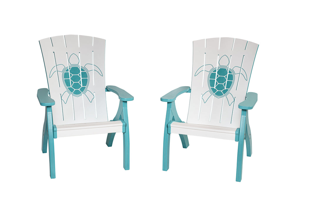 Amish-Made Bayside Collection Poly Reclining Patio Chairs with Ocean Designs