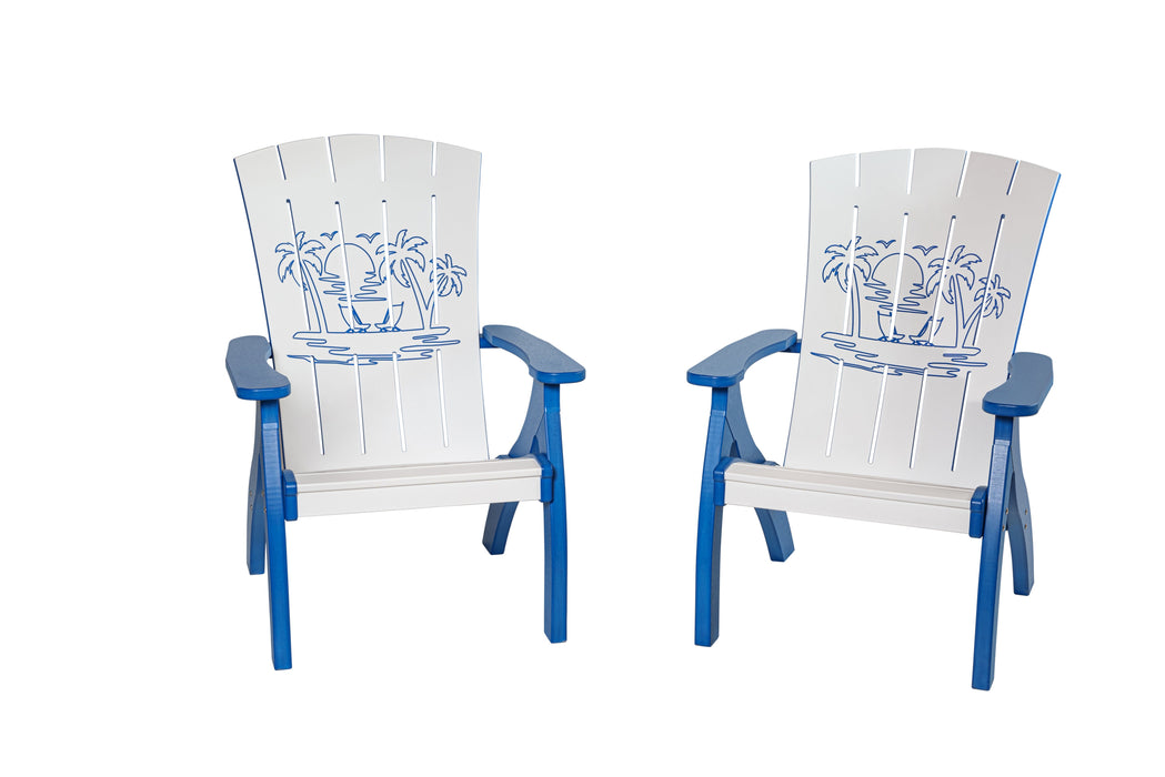 Amish-Made Bayside Collection Poly Reclining Patio Chairs with Ocean Designs