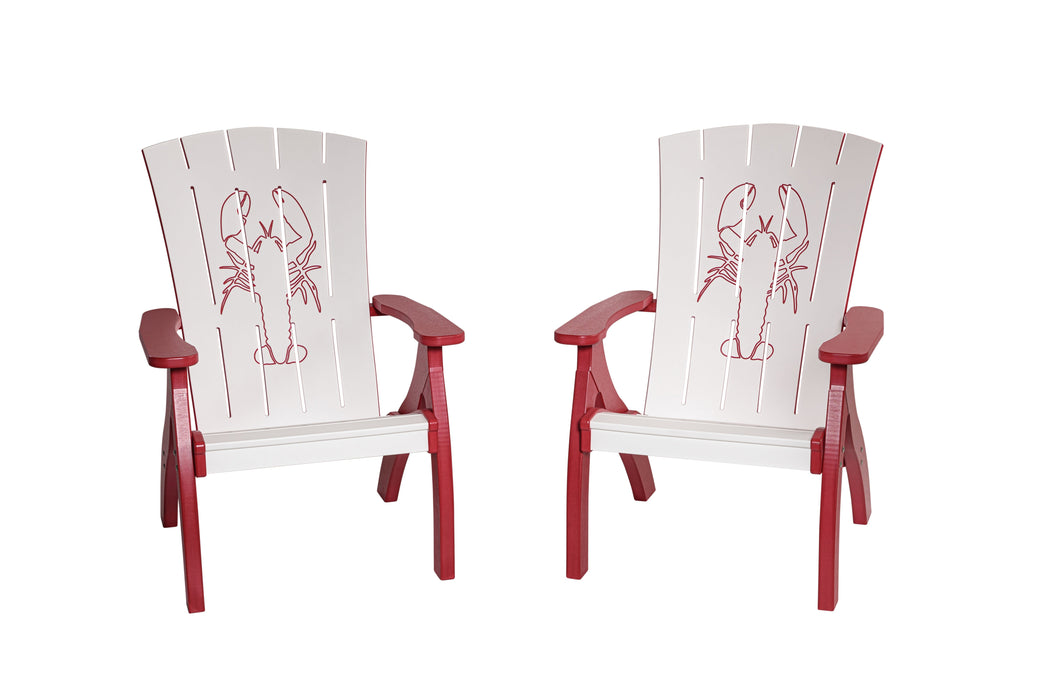 Amish-Made Bayside Collection Poly Reclining Patio Chairs with Ocean Designs