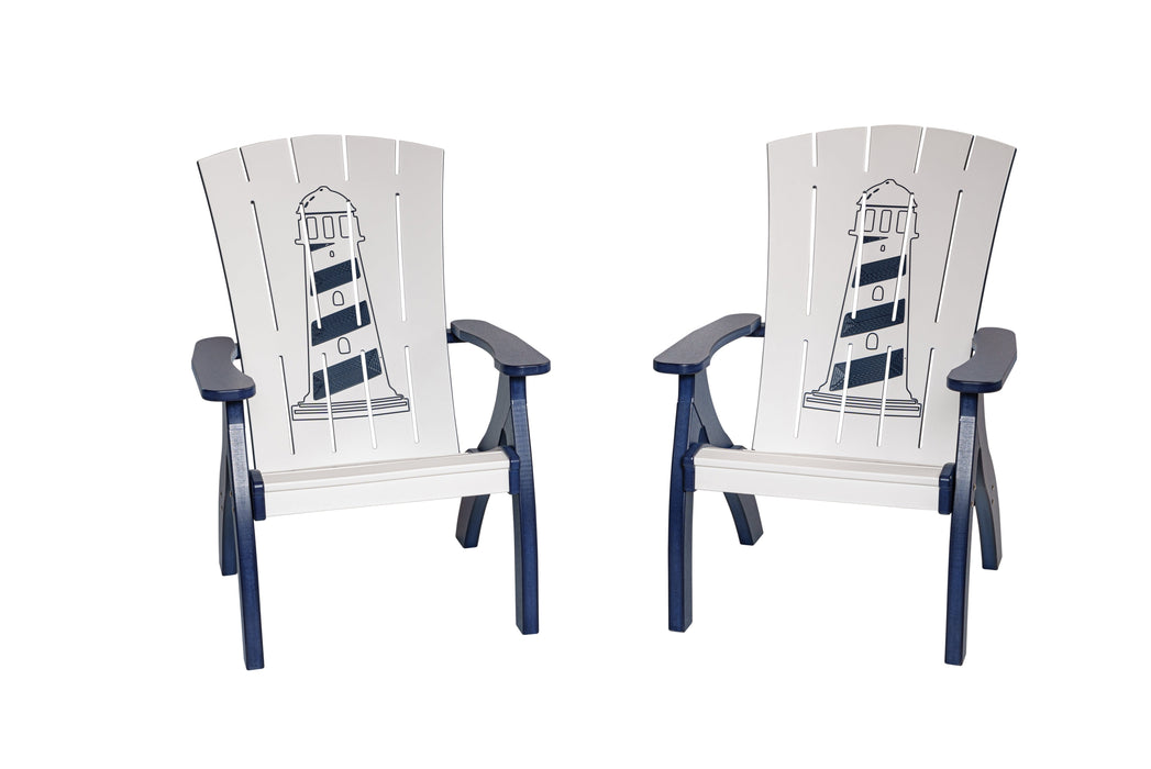 Amish-Made Bayside Collection Poly Reclining Patio Chairs with Ocean Designs