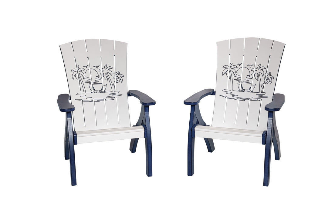 Amish-Made Bayside Collection Poly Reclining Patio Chairs with Ocean Designs