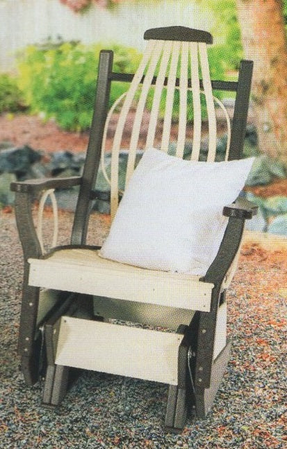 Amish-Made Deluxe Poly Bentwood Style Glider Chair with Round Trim - Local Pickup at our Boutique in Downingtown PA Only SR-BGCwT