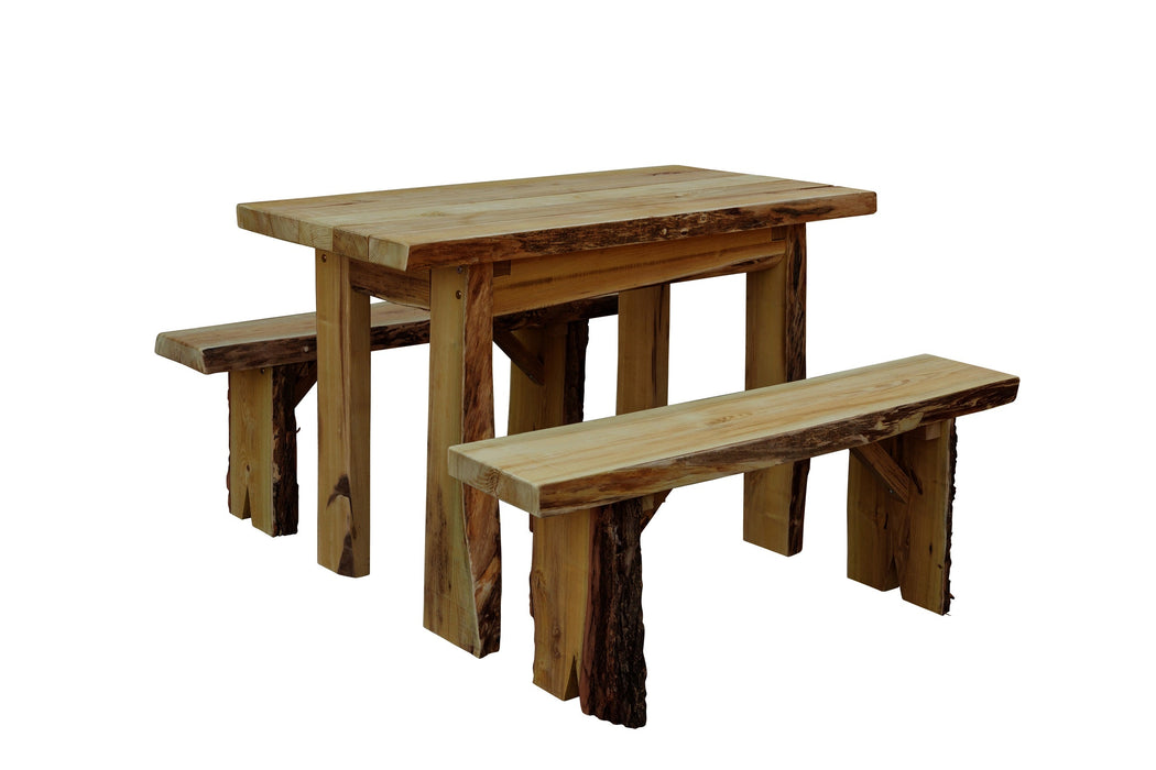 A&L Furniture Co. Blue Mountain Collection Autumnwood Tables with Wildwood Benches