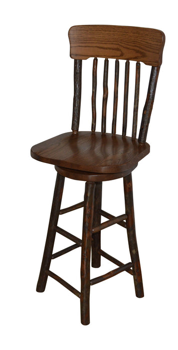 A&L Furniture Co. Amish-Made Hickory Panel Back Swivel Bar Chair