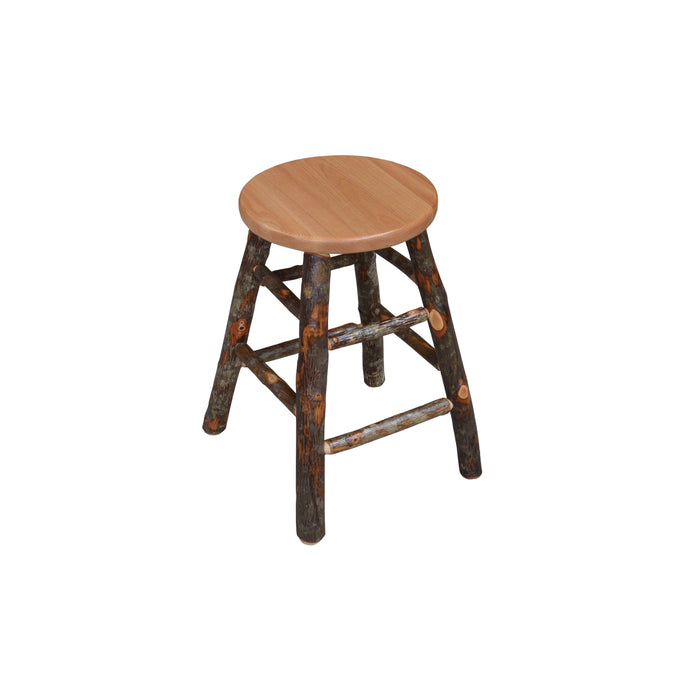 Side view of A&L Furniture Amish-Made Hickory Counter Stools, Natural Finish