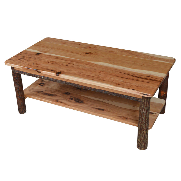 A&L Furniture Co. Hickory Solid Wood Coffee Table with Shelf