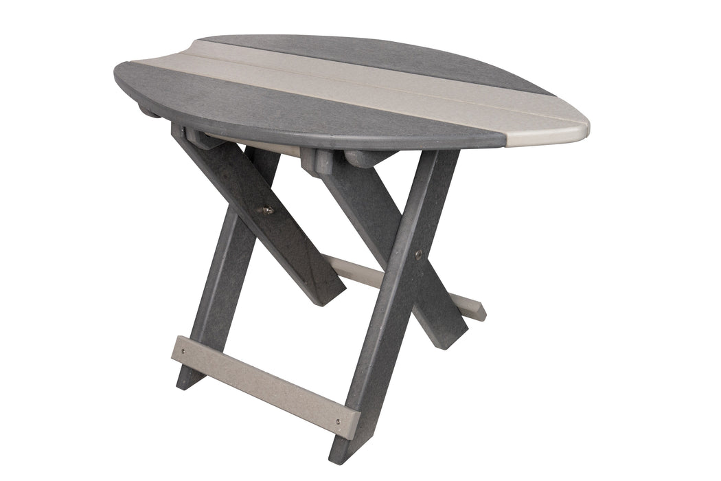 Amish-Made SurfAira Collection Surfboard-Shaped Folding Poly Side Table