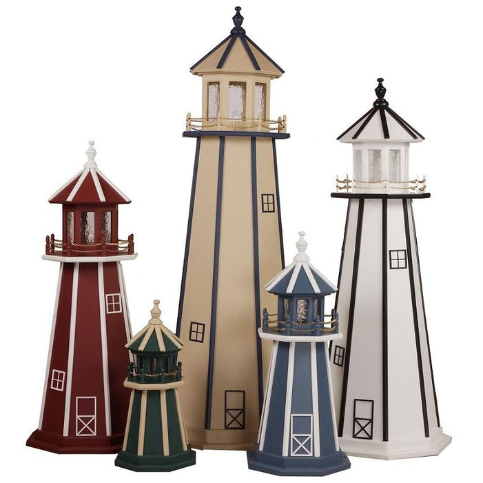 Amish-Made Hybrid (Wood and Poly) Painted Lighthouses