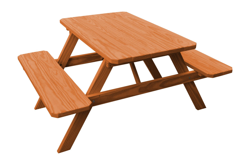 A&L Furniture Co. Amish-Made Pine Picnic Tables with Attached Benches