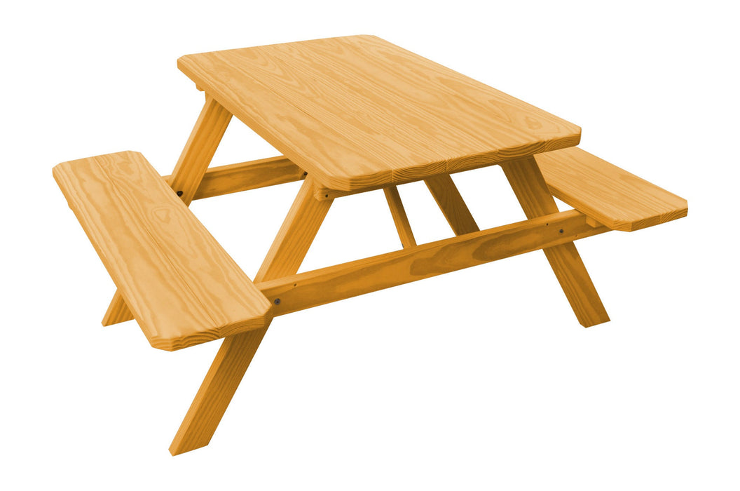 A&L Furniture Co. Amish-Made Pine Picnic Tables with Attached Benches