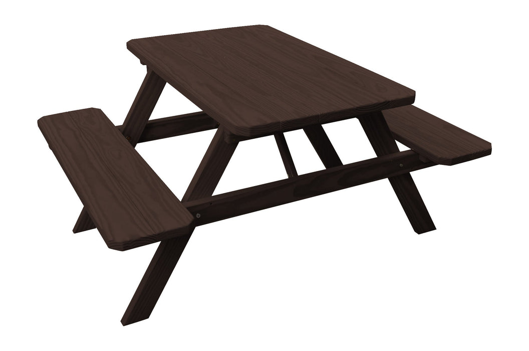 A&L Furniture Co. Amish-Made Pine Picnic Tables with Attached Benches