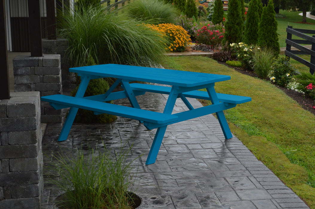 A&L Furniture Co. Amish-Made Pine Picnic Tables with Attached Benches