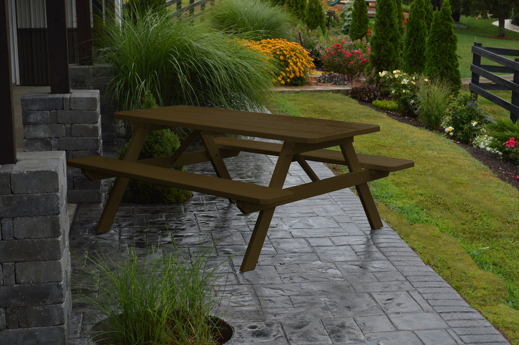 A&L Furniture Co. Amish-Made Pine Picnic Tables with Attached Benches