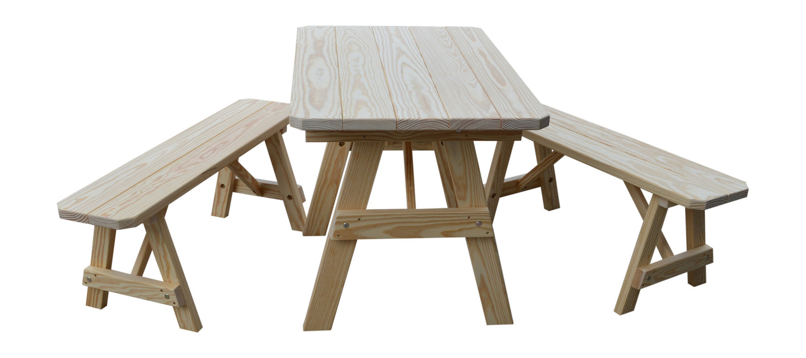 A&L Furniture Co. Amish-Made Pine Traditional Picnic Tables with Benches