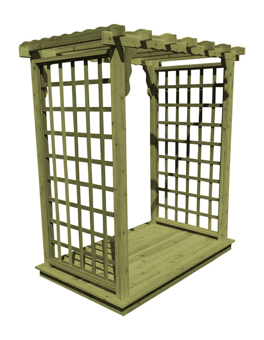 Amish-Made 5' Cedar Arbor with Deck - Available in 4 Styles, 9 Colors