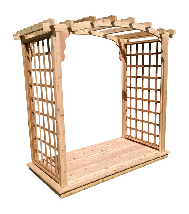 Amish-Made 5' Cedar Arbor with Deck - Available in 4 Styles, 9 Colors