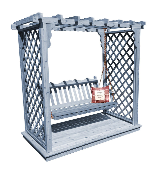Amish-Made 6' Cedar Arbor with Deck & Swing - Available in 4 Styles, 9 Colors
