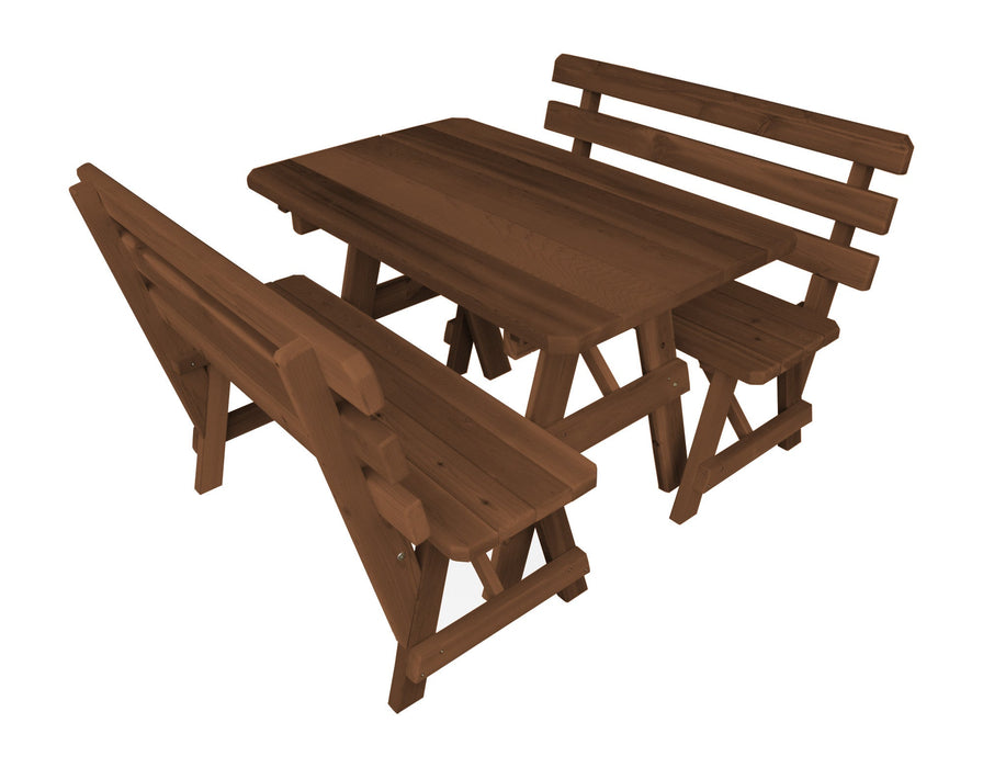 A&L Furniture Co. Amish-Made Cedar Traditional Picnic Tables with Backed Benches