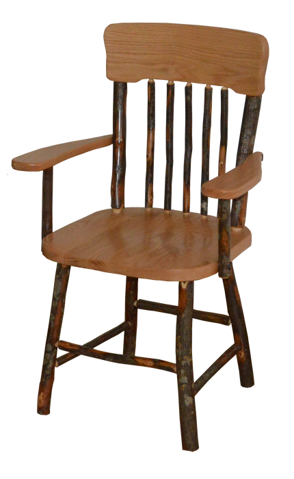 A&L Furniture Co. Amish-Made Hickory Panel Back Dining Chairs with Arms