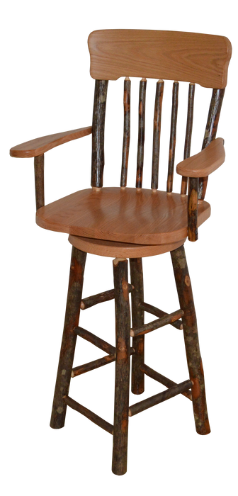 A&L Furniture Co. Amish-Made Hickory Panel Back Swivel Bar Chair