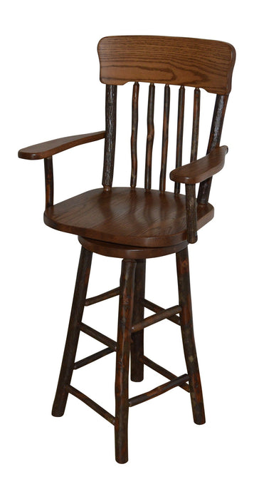 A&L Furniture Co. Amish-Made Hickory Panel Back Swivel Bar Chair