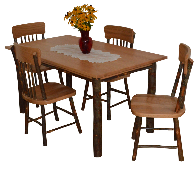 A&L Furniture Co. Amish-Made Hickory 5-Piece Farm Table Sets