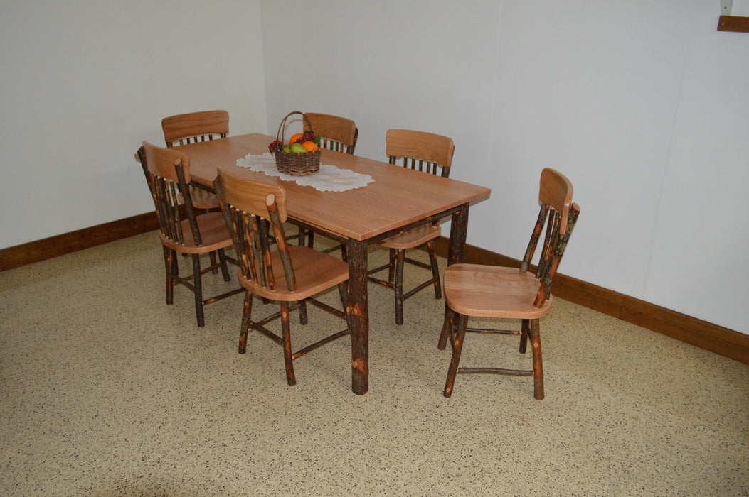 A&L Furniture Co. Amish-Made Hickory 7-Piece Farm Table Sets