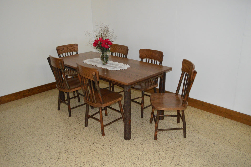 A&L Furniture Co. Amish-Made Hickory 7-Piece Farm Table Sets