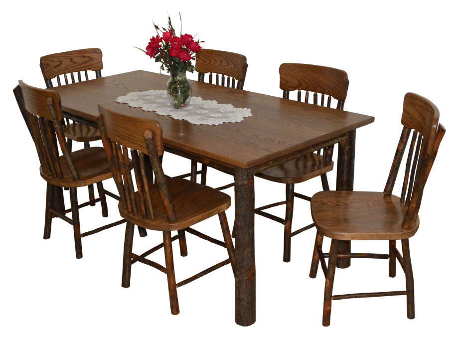 A&L Furniture Co. Amish-Made Hickory 7-Piece Farm Table Sets