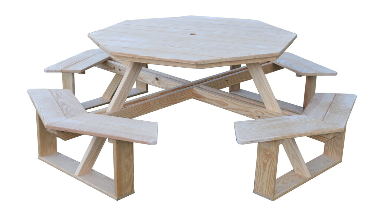 A&L Furniture Co. 54" Amish-Made Octagonal Pressure-Treated Pine Walk-In Picnic Tables
