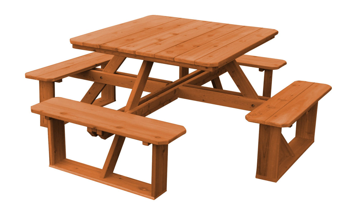 A&L Furniture Co. 44" Amish-Made Square Cedar Walk-In Picnic Tables