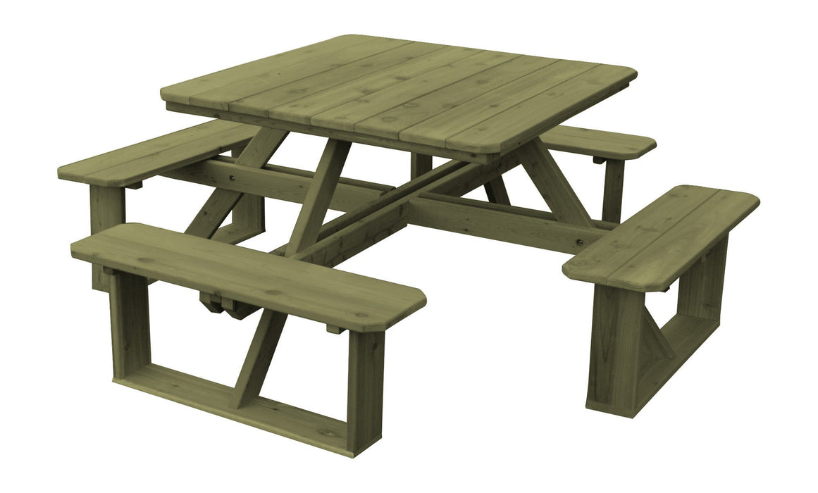 A&L Furniture Co. 44" Amish-Made Square Cedar Walk-In Picnic Tables