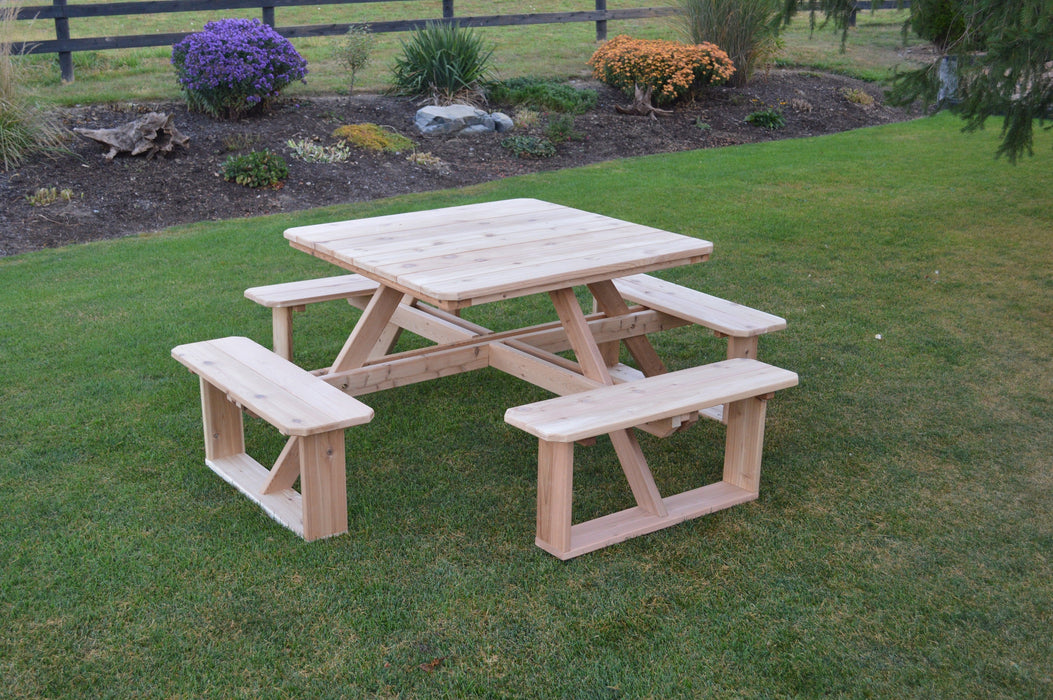 A&L Furniture Co. 44" Amish-Made Square Cedar Walk-In Picnic Tables