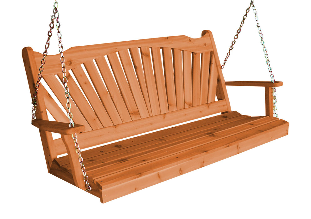 A&L Furniture Co. Amish-Made Cedar Fanback Porch Swings