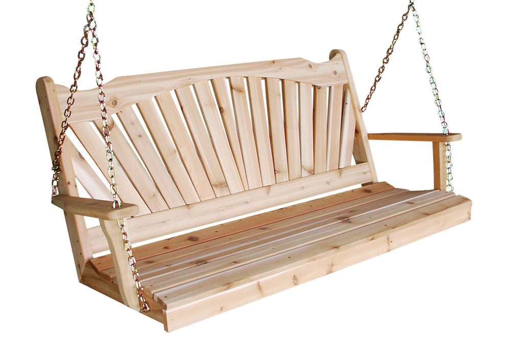 A&L Furniture Co. Amish-Made Cedar Fanback Porch Swings