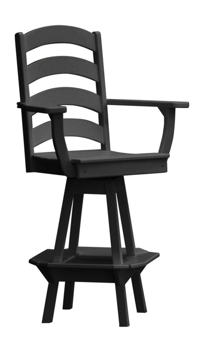 A&L Furniture Co. Amish-Made Poly Ladderback Swivel Counter-Height Chair with Arms