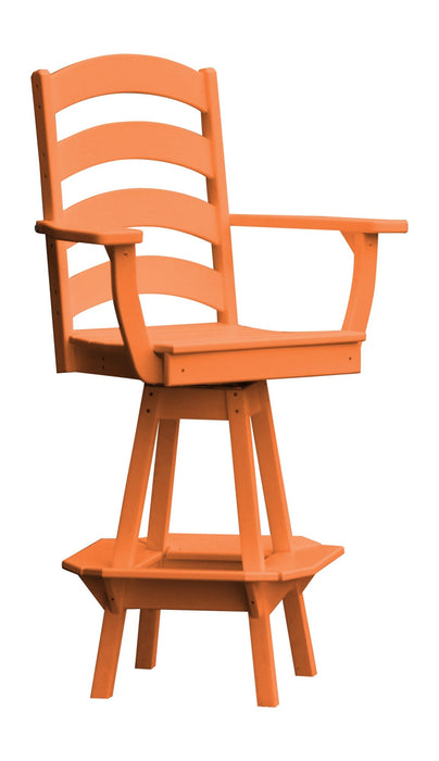 A&L Furniture Co. Amish-Made Poly Ladderback Swivel Counter-Height Chair with Arms