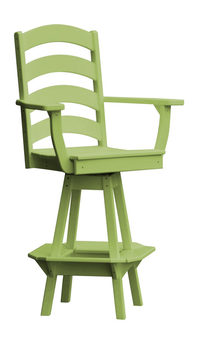 A&L Furniture Co. Amish-Made Poly Ladderback Swivel Counter-Height Chair with Arms