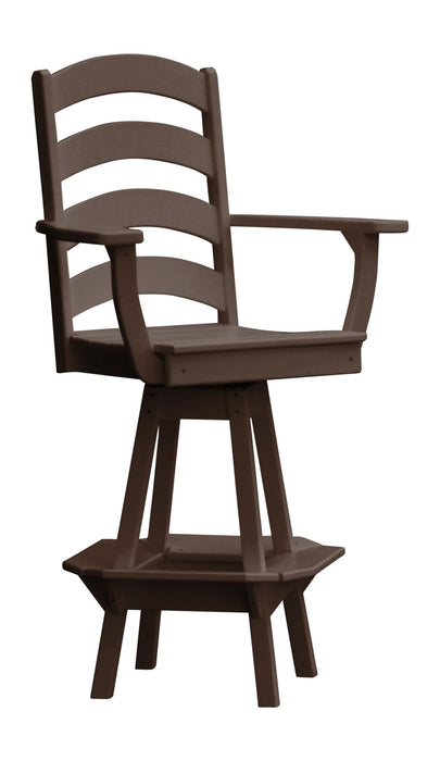 A&L Furniture Co. Amish-Made Poly Ladderback Swivel Counter-Height Chair with Arms